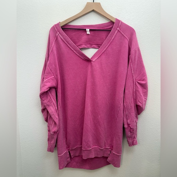 Anthropologie Daily Practice Long Sleeve Batwing Sweatshirt Dress Pink Medium - Picture 4 of 10